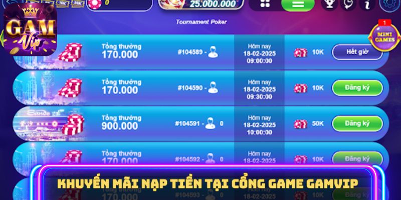 Khuyến mãi nạp tiền tại cổng game Gamvip
